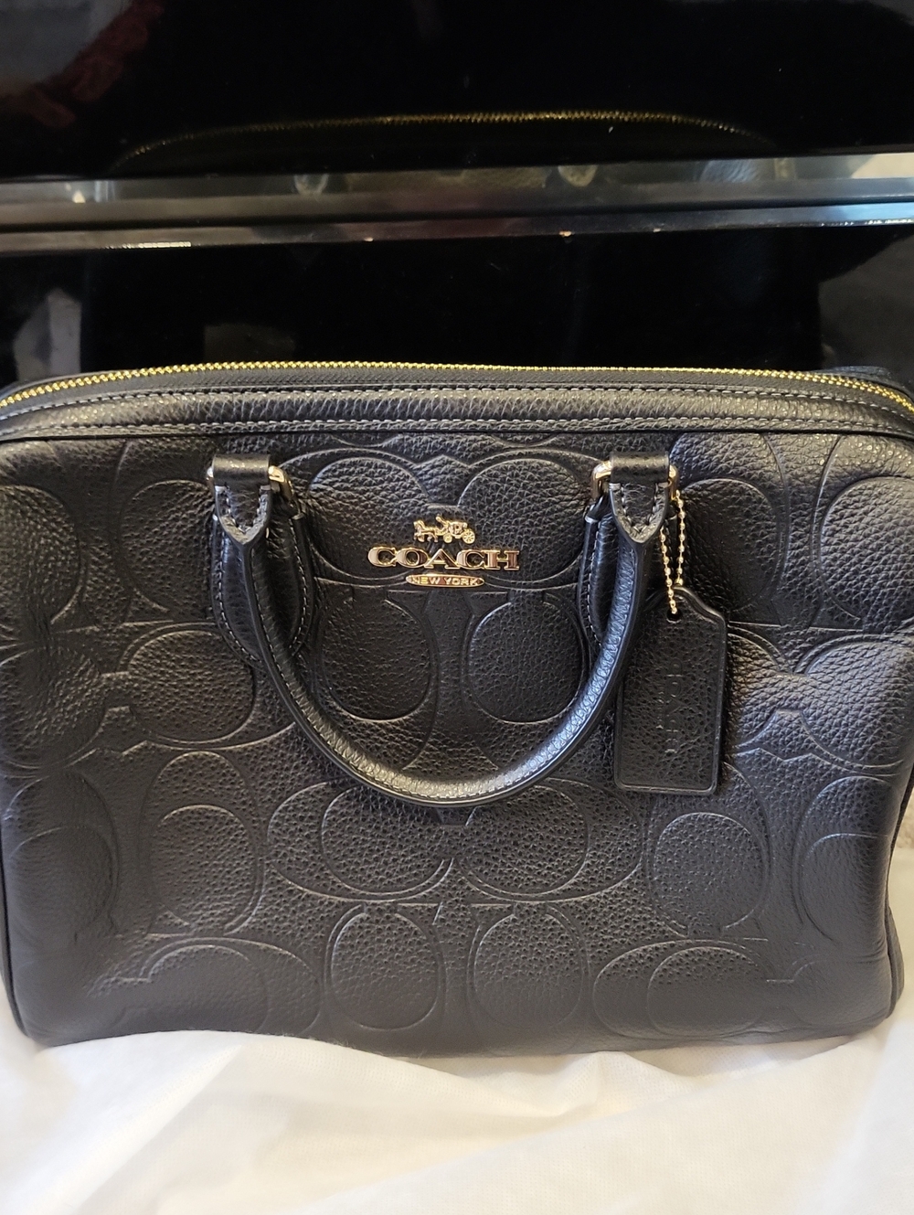 Coach Rowan Black  Leather Satchel